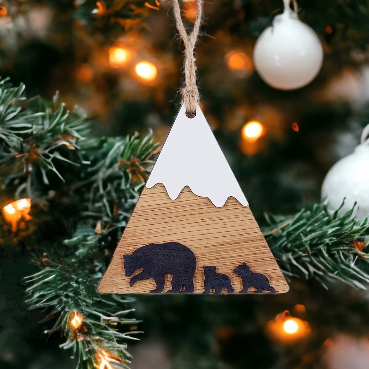 Mountain Ornament with Bears & cubs