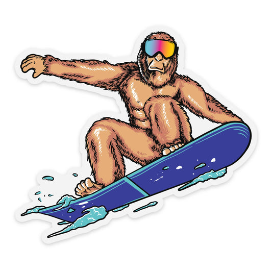 Bigfoot / Sasquatch Sticker - Snowboarding