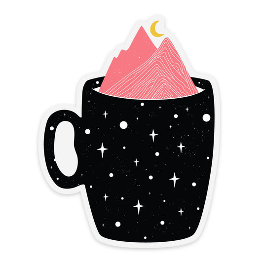 Coffee Sticker - Mountains & Galaxy