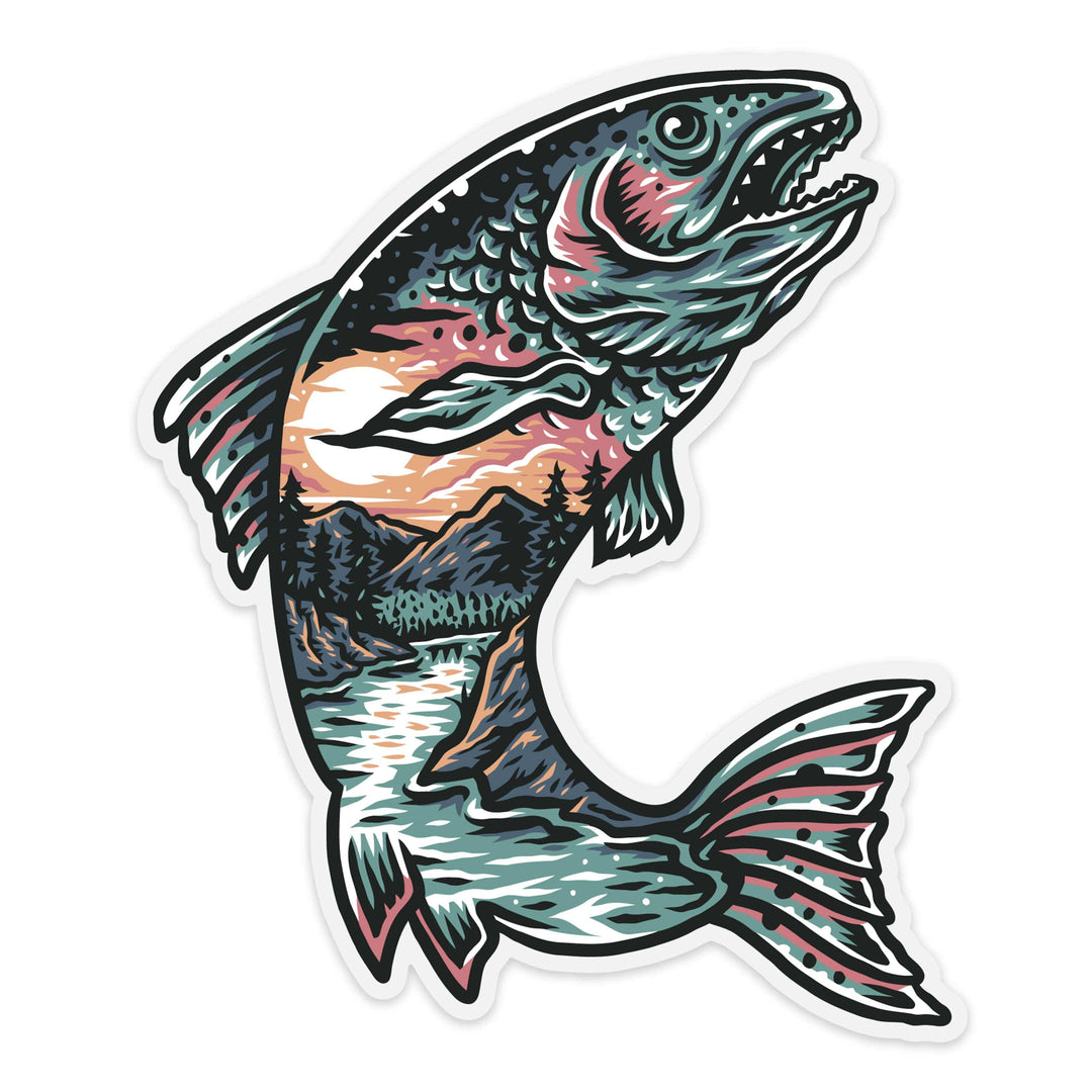 Rainbow Trout Stream View Sticker