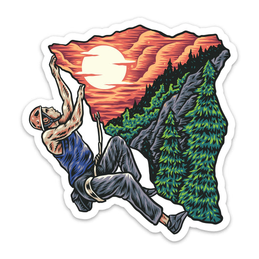 Rock Climber Crag View Sticker - Man